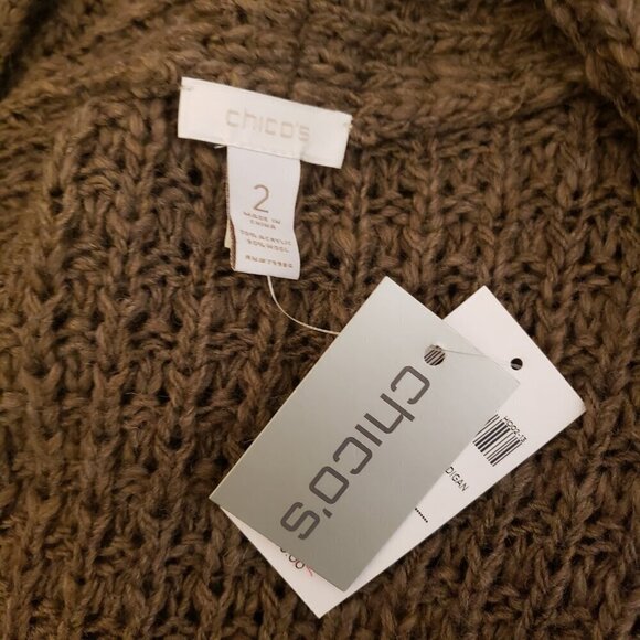 Chico's Knee Length 3/4 Sleeve Open Front Cardigan Sweater, Size 2 (L) - Picture 8 of 8